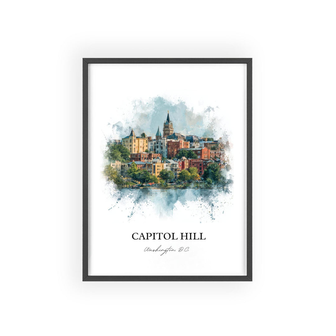 Capitol Hill, Washington DC – Watercolor Art Print
