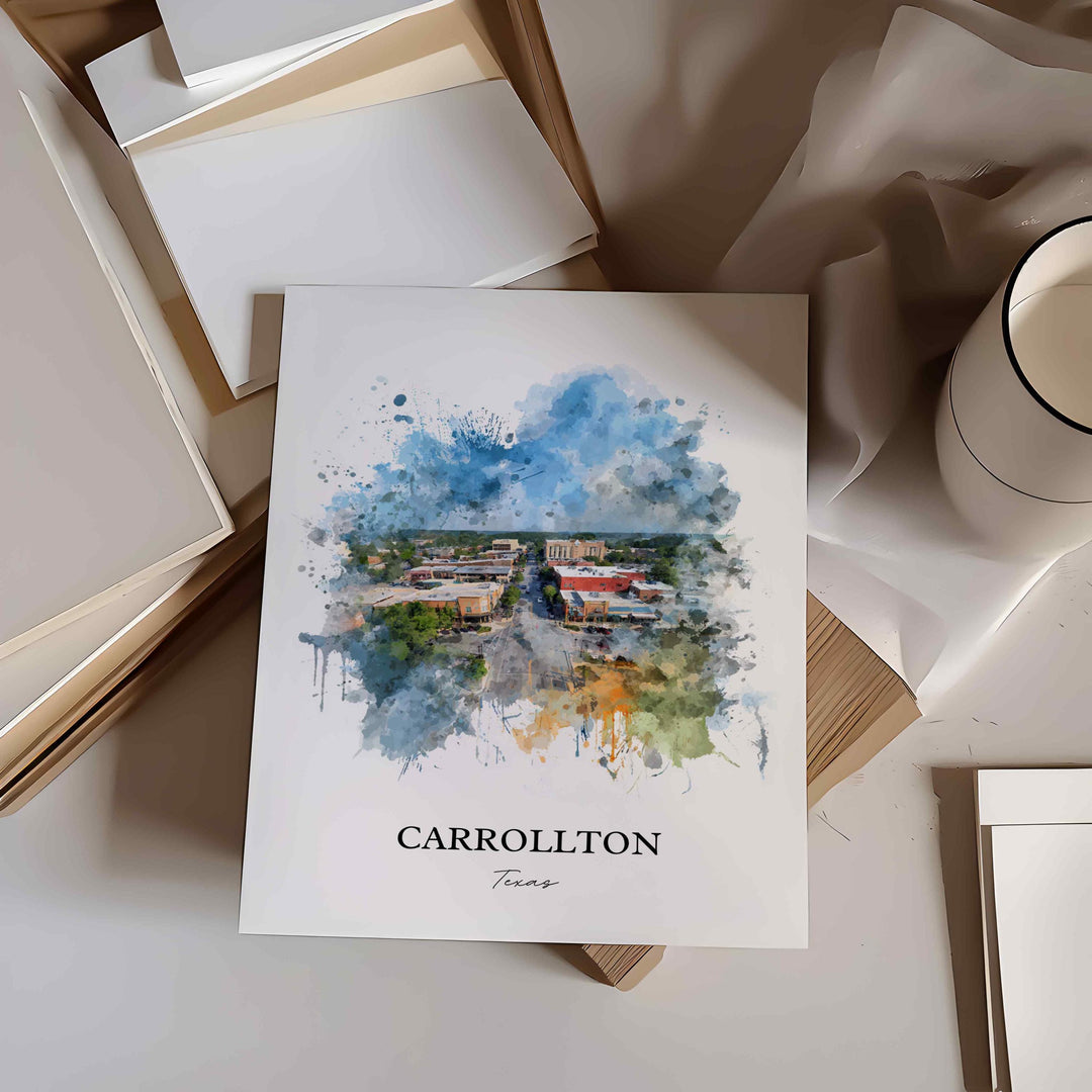 Carrollton, Texas – Watercolor Art Print