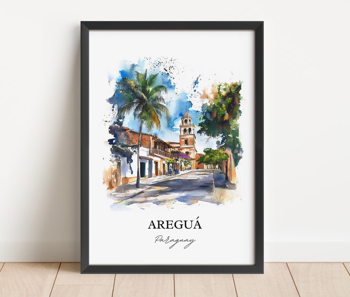 Areguá Paraguay Wall Art, Areguá Print, Paraguay Watercolor Art, Areguá Paraguay Gift, Travel Print, Travel Poster, Housewarming Gift