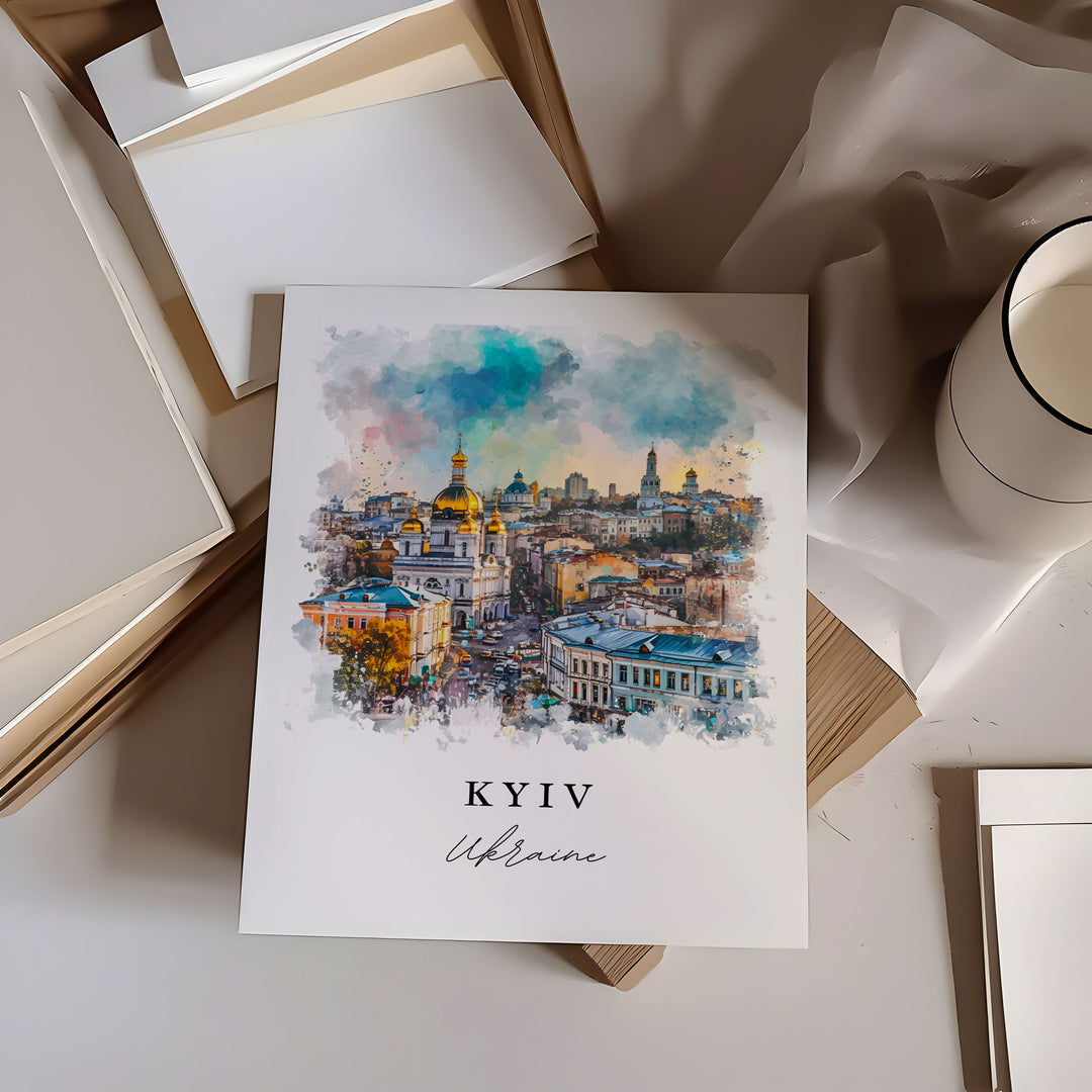 Kyiv Ukraine wall art - Kiev Ukraine, Kyiv print, Wedding gift, Kyiv Skyline Birthday present, Custom Text, Perfect Gift