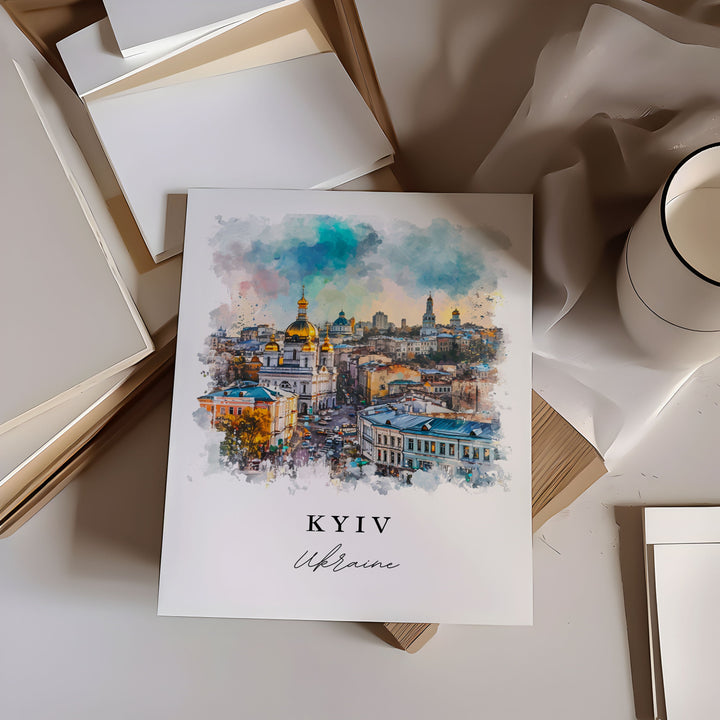 Kyiv Ukraine wall art - Kiev Ukraine, Kyiv print, Wedding gift, Kyiv Skyline Birthday present, Custom Text, Perfect Gift