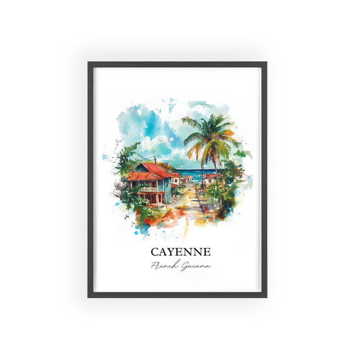 Cayenne Wall Art, French Guiana Print, French Guiana Watercolor Art, Cayenne Gift, Travel Print, Travel Poster, Housewarming Gift