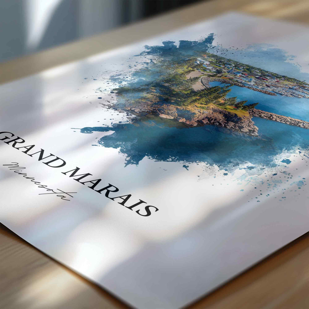 Grand Marais, Minnesota – Watercolor Art Print