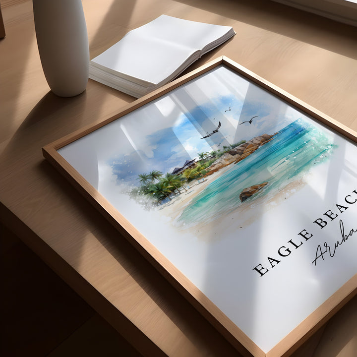 Eagle Beach Aruba wall art - Aruba, Eagle Beach poster, Eagle Beach Wedding gift, Birthday present, Custom Text, Personalized Gift