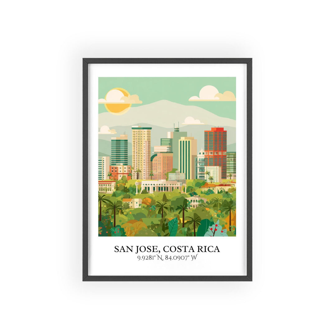 San Jose Art, San Jose Costa Rica Retro Art, Costa Rica Home Decor, Costa Rica Gift, Costa Rica Art, Travel Prints, Housewarming Gift