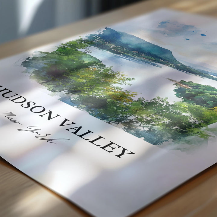 Hudson Valley Wall Art, Hudson River Print, Nyack NY Watercolor Art, Hudson Valley NY Gift, Travel Print, Travel Poster, Housewarming Gift