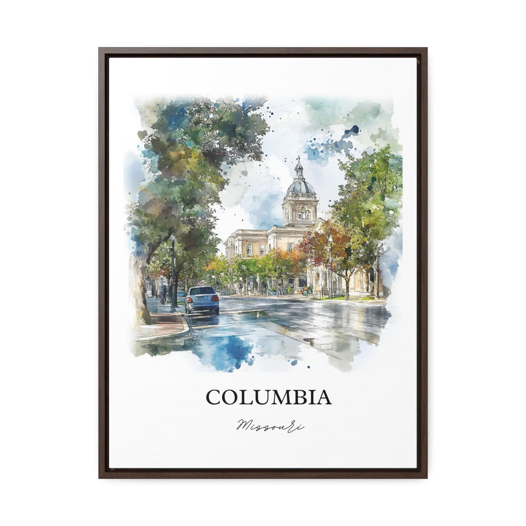 Columbia Missouri Art, Univ of Missouri City Print, Missouri Watercolor, Columbia MO Gift, Travel Print, Travel Poster, Housewarming Gift