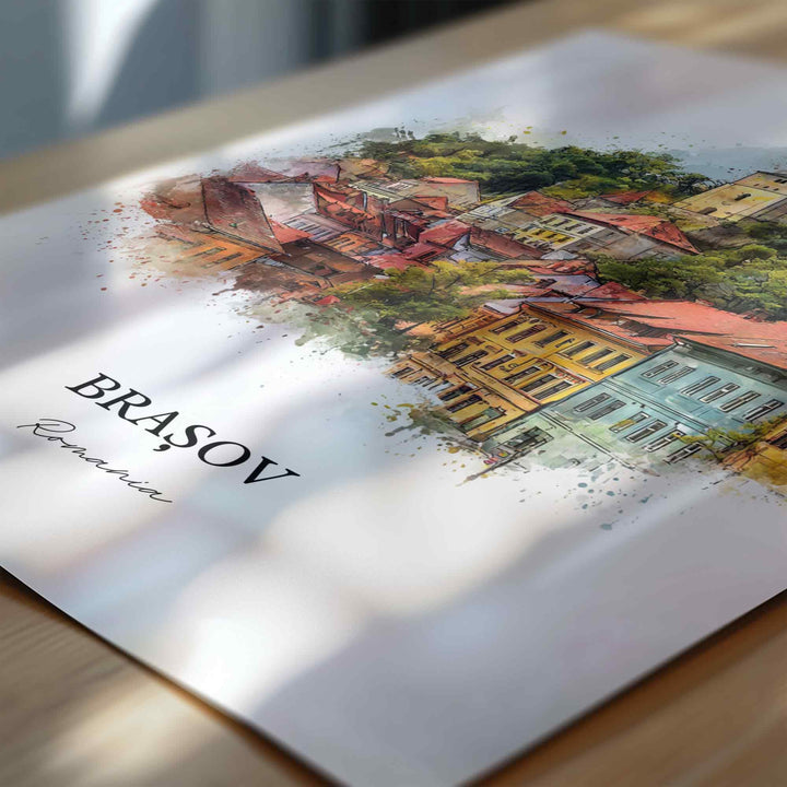 Brasov, Romania – Watercolor Art Print