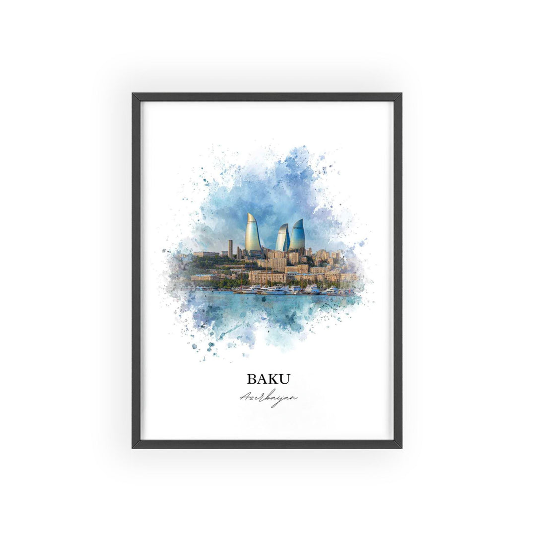 Baku, Azerbaijan – Watercolor Art Print