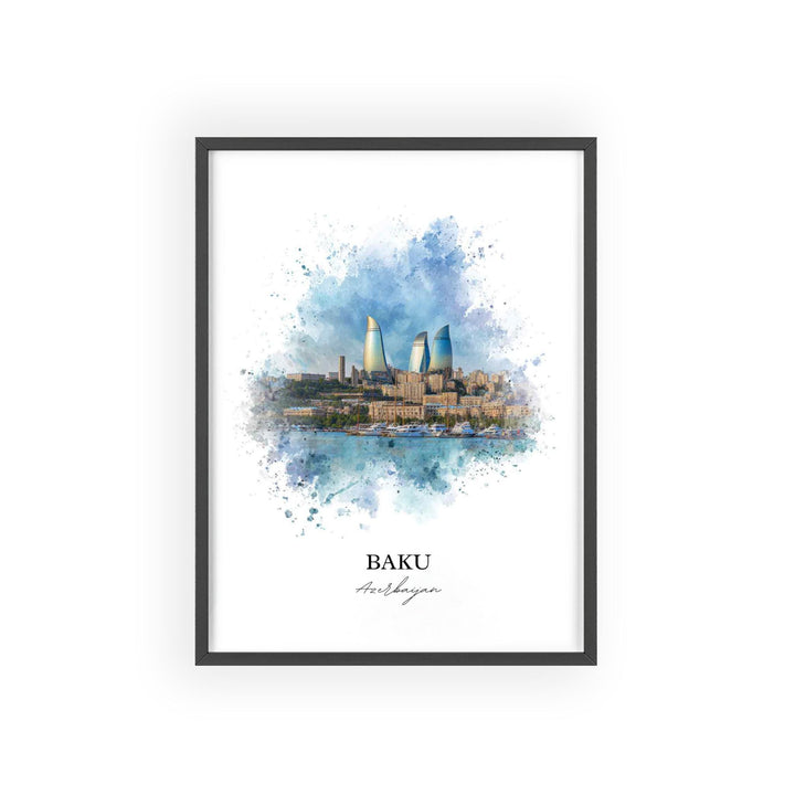 Baku, Azerbaijan – Watercolor Art Print