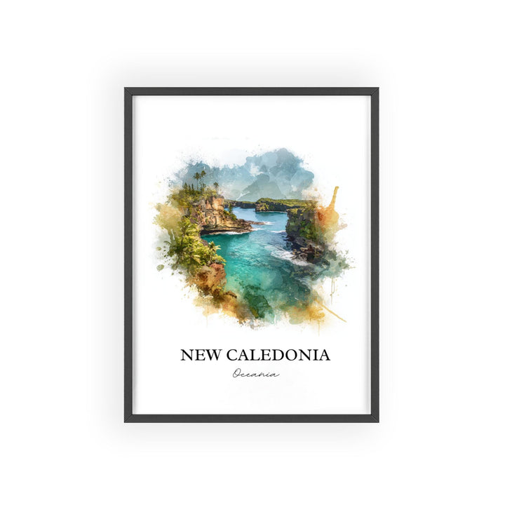 New Caledonia Wall Art, New Caledonia Print, Oceania Watercolor Art, New Caledonia Gift, Travel Print, Travel Poster, Housewarming Gift