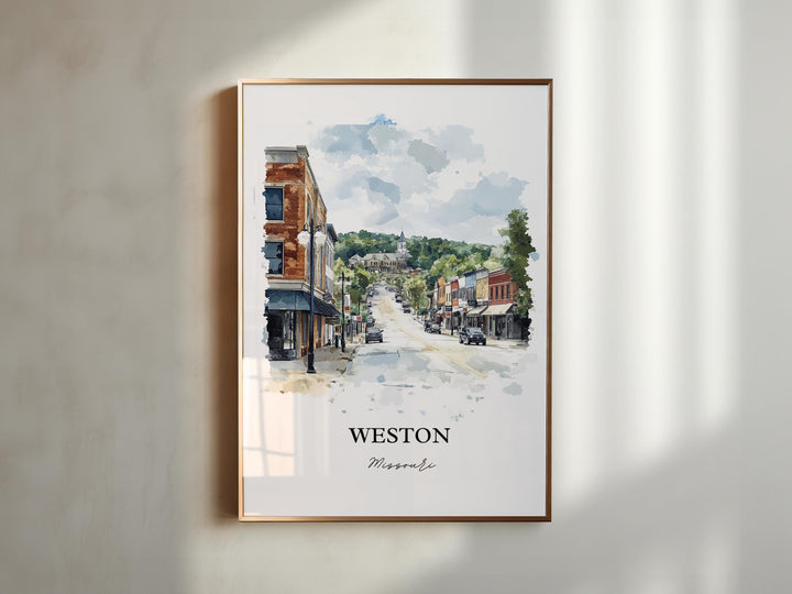 Weston MO Wall Art, Platte County Print, Missouri Watercolor Art, Weston Missouri Gift, Travel Print, Travel Poster, Housewarming Gift