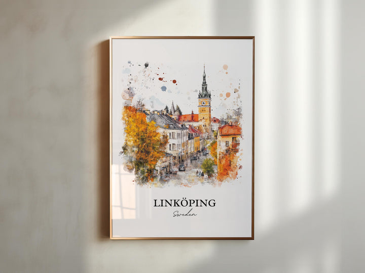 Linköping Travel Print Wall Art Linköping Wall Hanging Home Décor Linköping Gift Art Lovers Sweden Art Lover Gift Linköping Poster