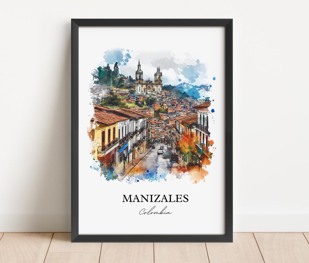 Manizales Wall Art, Manizales Print, Colombia Watercolor Art, Manizales Colombia Gift, Travel Print, Travel Poster, Housewarming Gift
