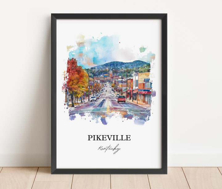 Pikeville KY Wall Art, Pike County Print, Kentucky Watercolor Art, Pikeville Gift, Travel Print, Travel Poster, Housewarming Gift