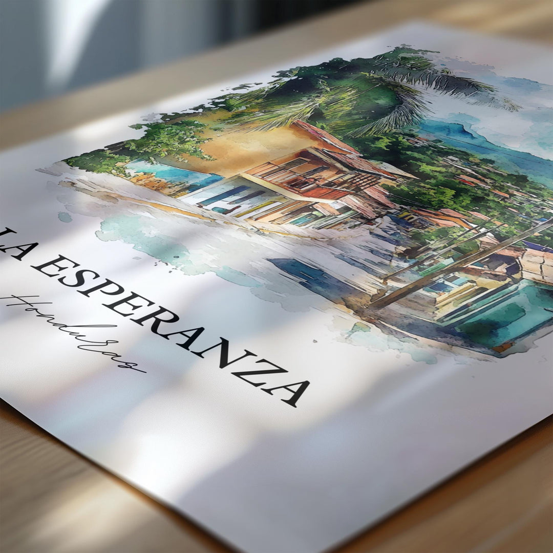 La Esperanza Wall Art, Intibucá Print, Honduras Watercolor Art, La Esperanza Gift, Travel Print, Travel Poster, Housewarming Gift