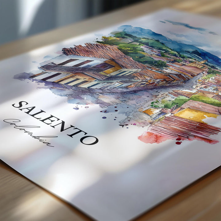Salento Colombia Wall Art, Salento Print, Bogotá Watercolor Art, Salento Colombia Gift, Travel Print, Travel Poster, Housewarming Gift