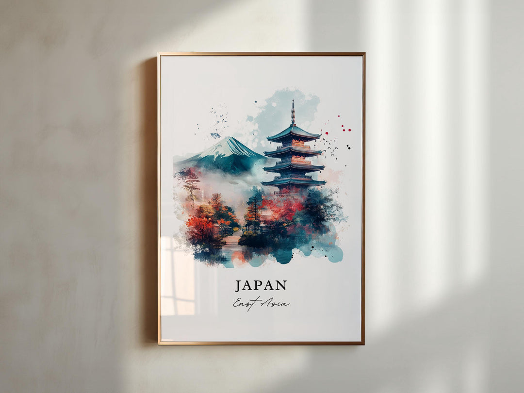 Japan Wall Art, Japan Country Print, Japan Watercolor Art, Japan Scenery Gift,