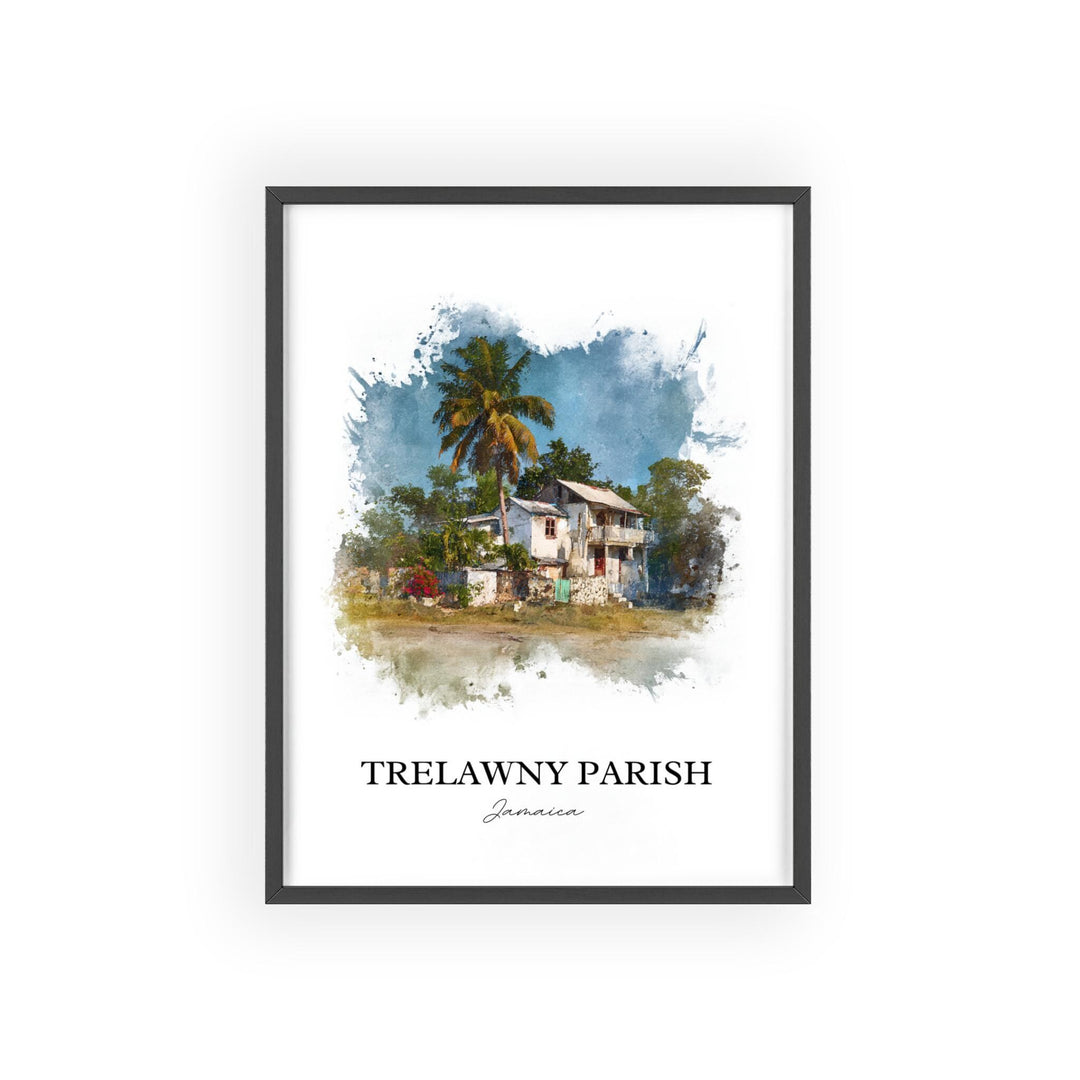 Trelawny Parish Wall Art, Trelawny Jamaica Print, Jamaica Watercolor Art, Jamaica Gift, Travel Print, Travel Poster, Housewarming Gift