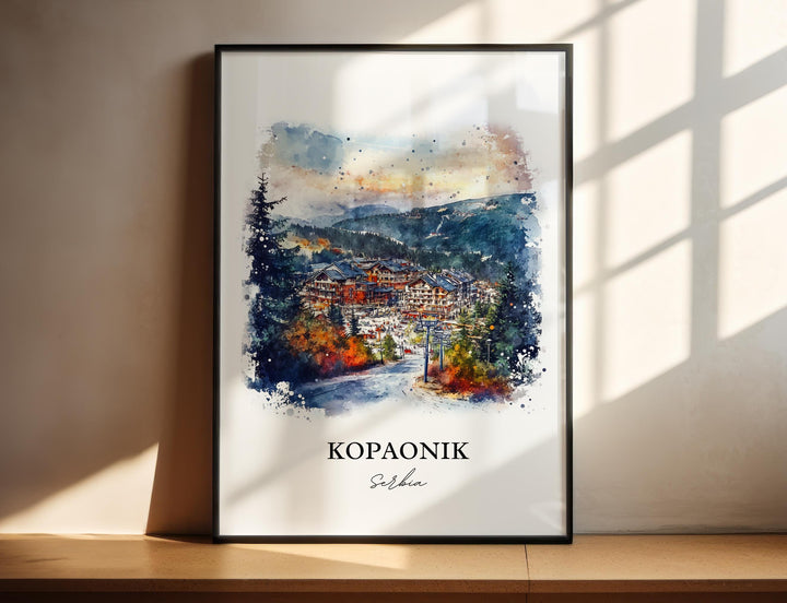 Kopaonik Wall Art, Kosovo Print, Serbia Watercolor Art, Kopaonik Serbia Gift, Travel Print, Travel Poster, Housewarming Gift