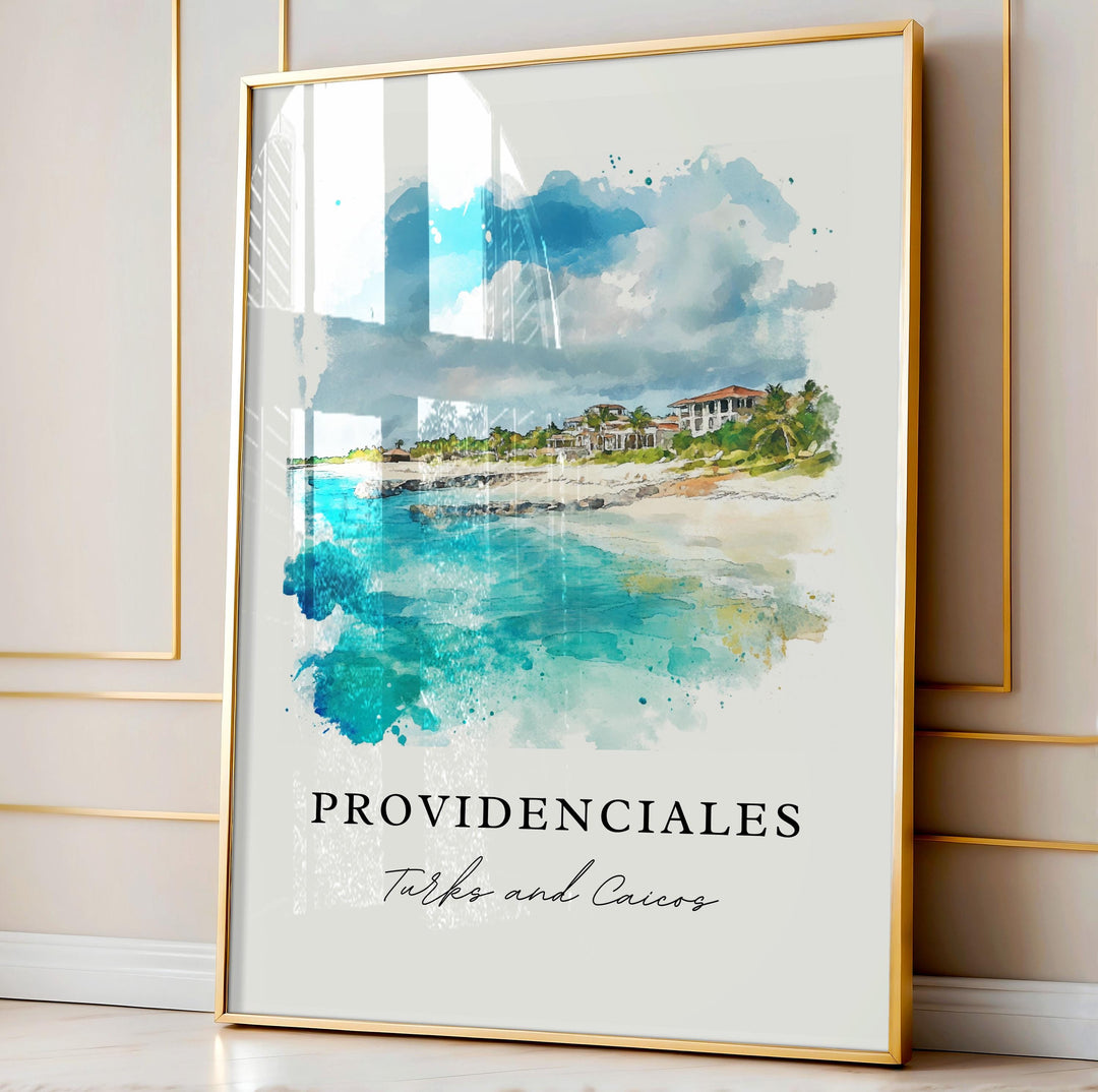 Providenciales Art, Turks and Caicos Print, Caribbean Watercolor Art, Providenciales Gift,