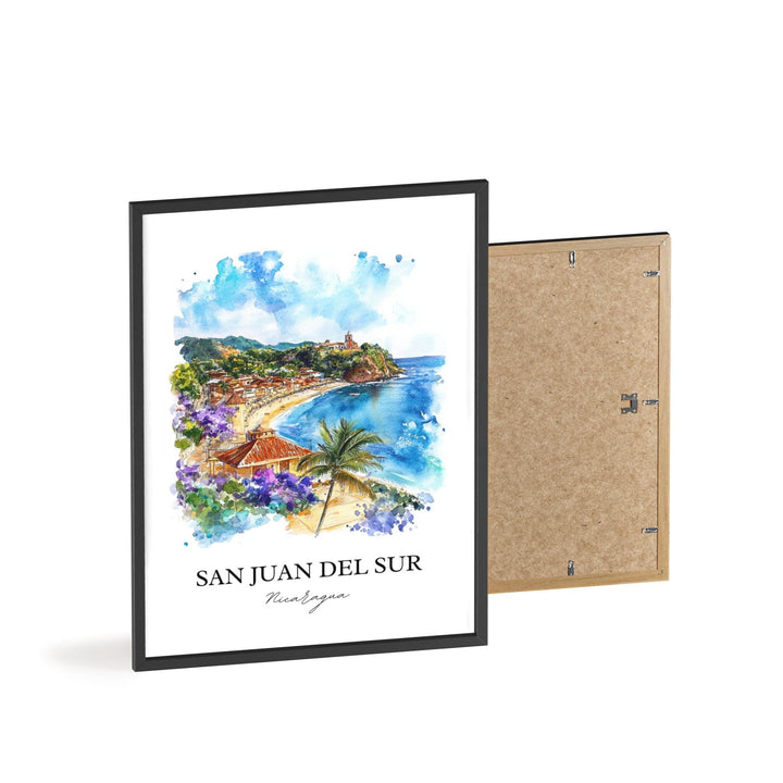 San Juan del Sur Wall Art, Maderas Beach Print, Nicaragua Watercolor, San Juan del Sur Gift, Travel Print, Travel Poster, Housewarming Gift