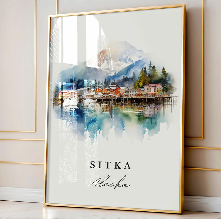 Sitka Alaska wall art - Alaska, Sitka poster print, Sitka AK Wedding gift, Juneau Alaska present, Custom Text, Perfect Gift