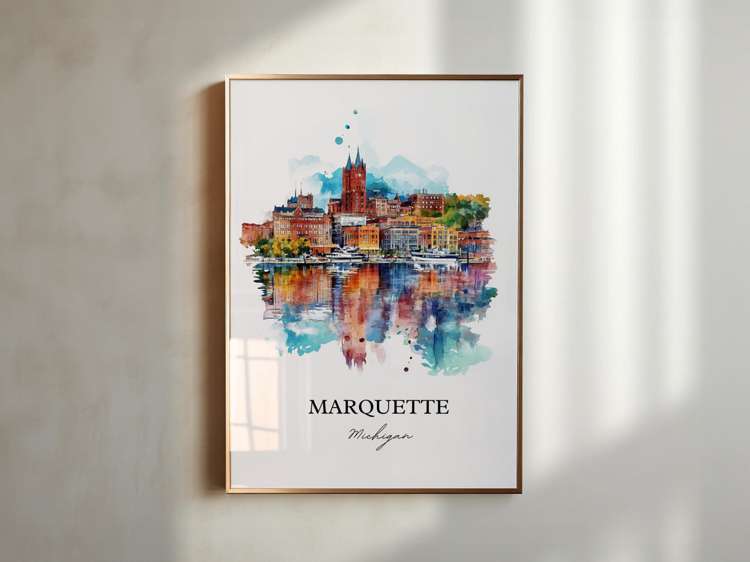 Marquette, Michigan, USA – Watercolor Art Print