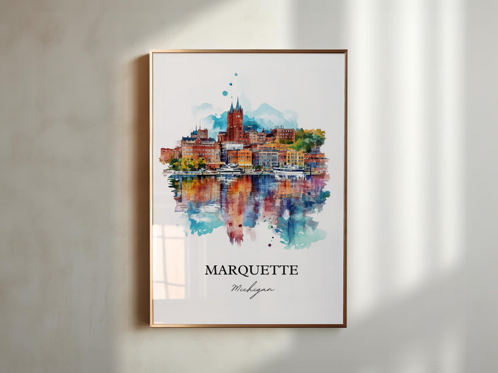 Marquette, Michigan, USA – Watercolor Art Print