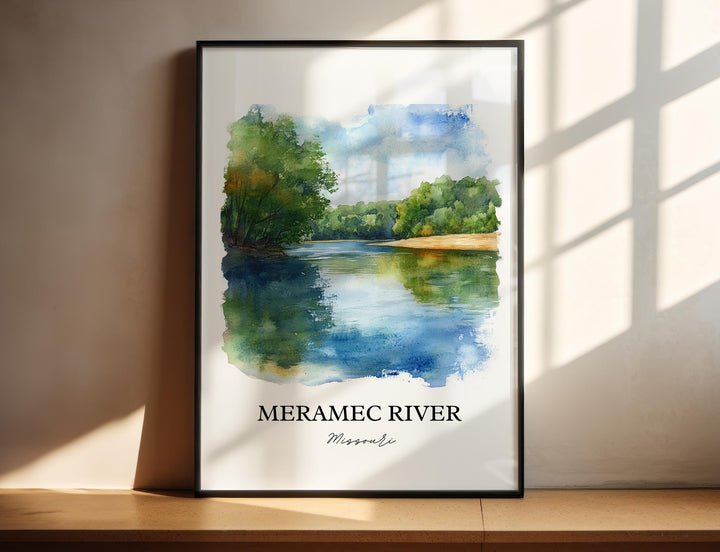 Meramec River Wall Art, Ozarks Print, Missouri Watercolor Art, Meramec River Gift, Travel Print, Travel Poster, Housewarming Gift