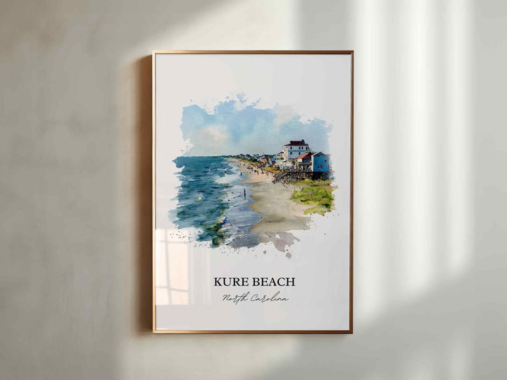 Kure Beach, North Carolina – Watercolor Art Print