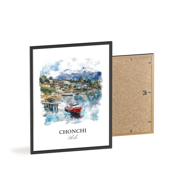 Chonchi Chile Wall Art, Chonchi Chile Print, Chile Watercolor Art, Chonchi Chile Gift, Travel Print, Travel Poster, Housewarming Gift