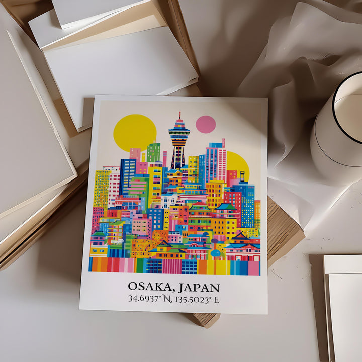 Osaka Japan Art, Osaka Retro Travel Art, Osaka Home Decor, Osaka Japan Gift, Japan Travel Art, Travel Prints, Housewarming Gift