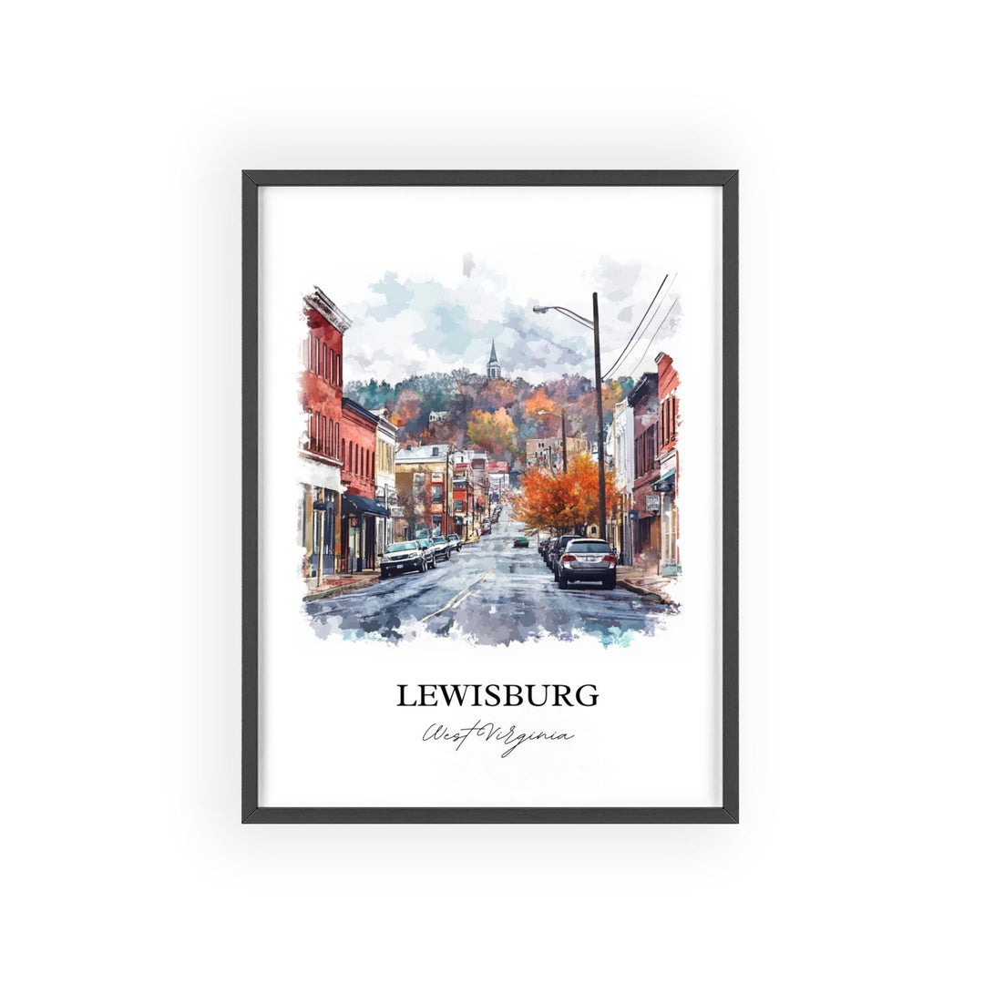 Lewisburg WV Wall Art, Lewisburg Print, West Virginia Watercolor, Lewisburg WV Gift, Travel Print, Travel Poster, Housewarming Gift