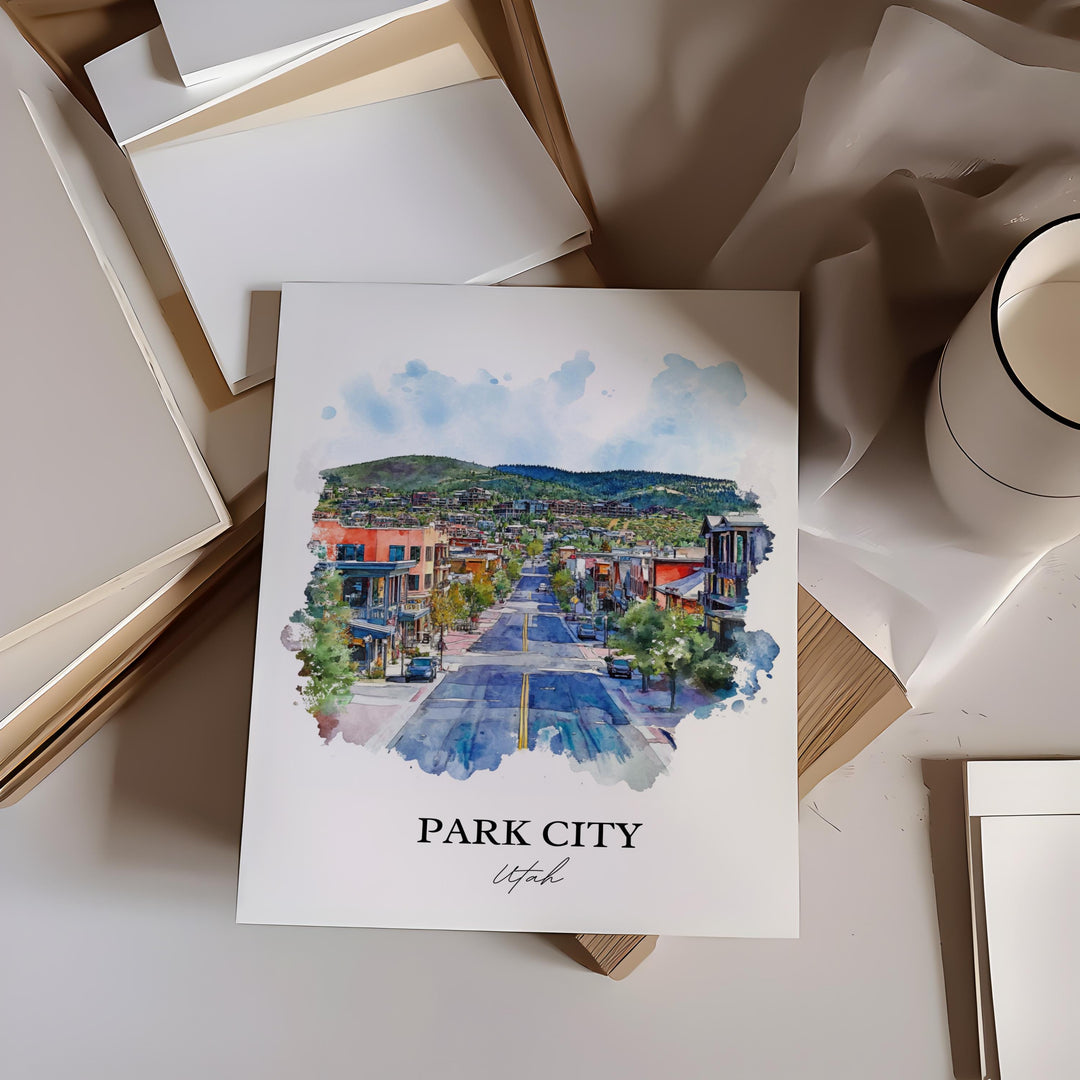 Park City, Utah, USA – Watercolor Art Print