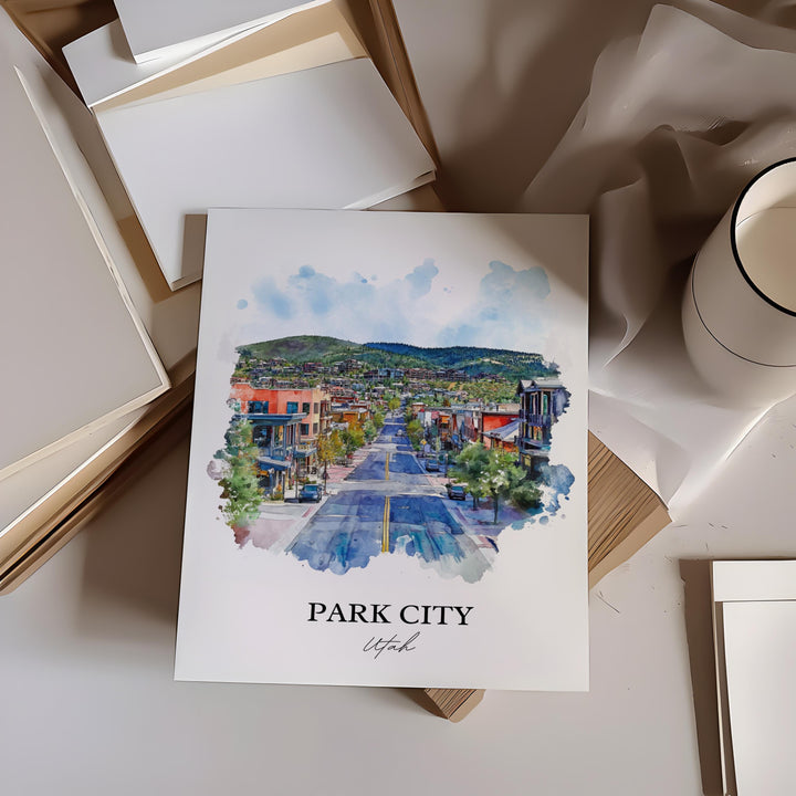 Park City, Utah, USA – Watercolor Art Print
