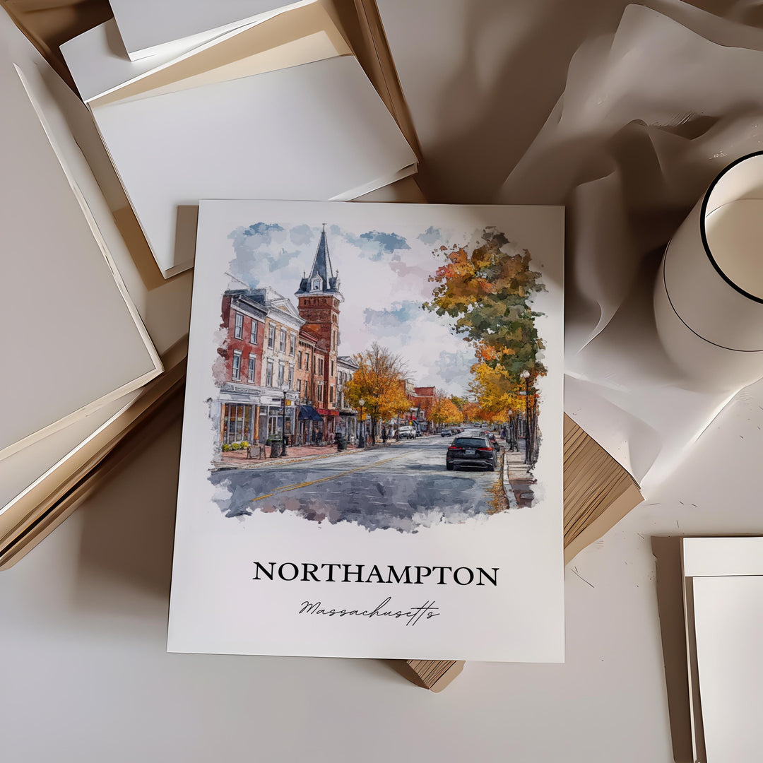 Northampton MA Wall Art - Massachusetts Print