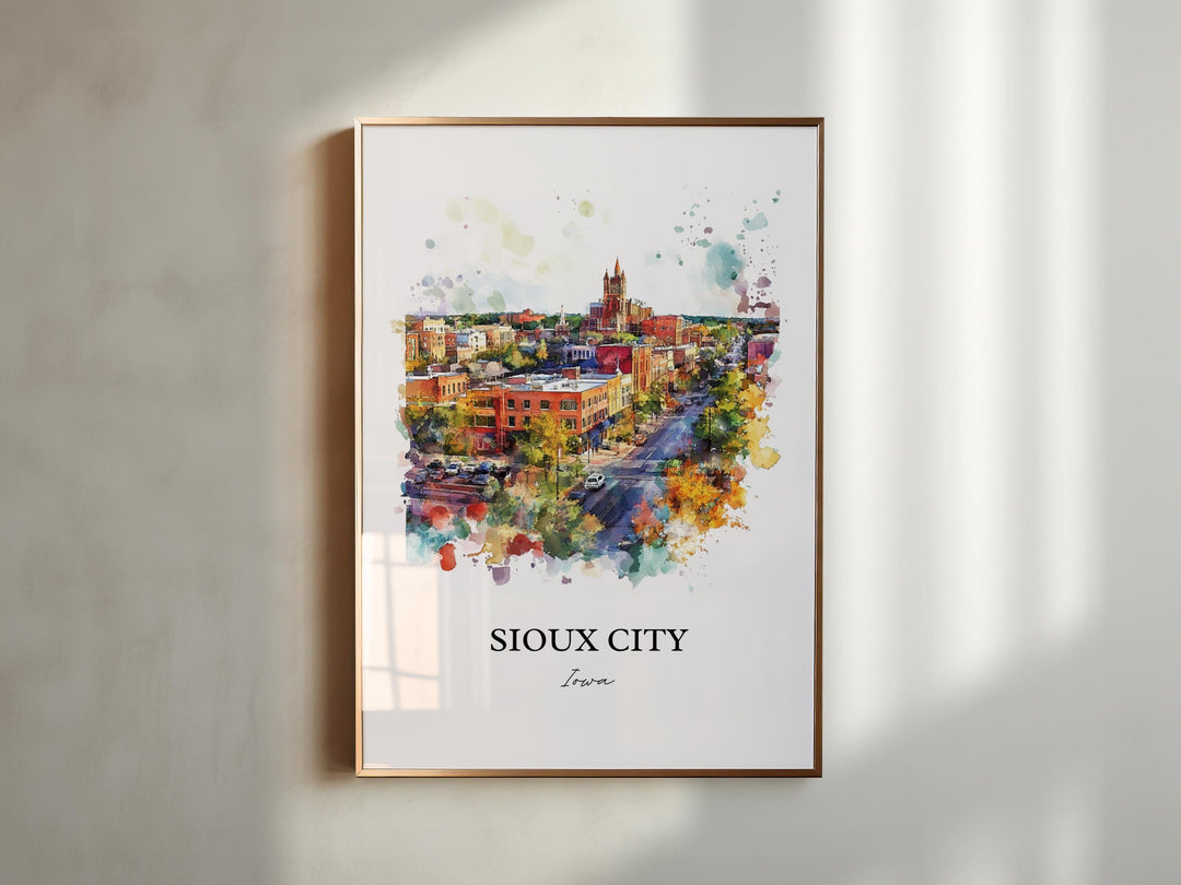 Sioux City Wall Art, Woodbury County Print, Iowa Watercolor Art, Sioux City Iowa Gift, Travel Print, Travel Poster, Housewarming Gift