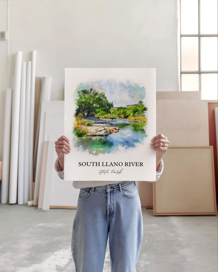 South Llano River Park Wall Art, Junction TX Print, Texas Artwork, South Llano River Gift, Travel Print, Travel Poster, Housewarming Gift