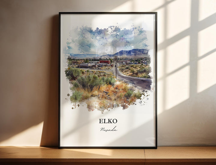 Elko Nevada Wall Art, Elko NV Print, Nevada Watercolor Art, Elko NV Gift, Travel Print, Travel Poster, Housewarming Gift