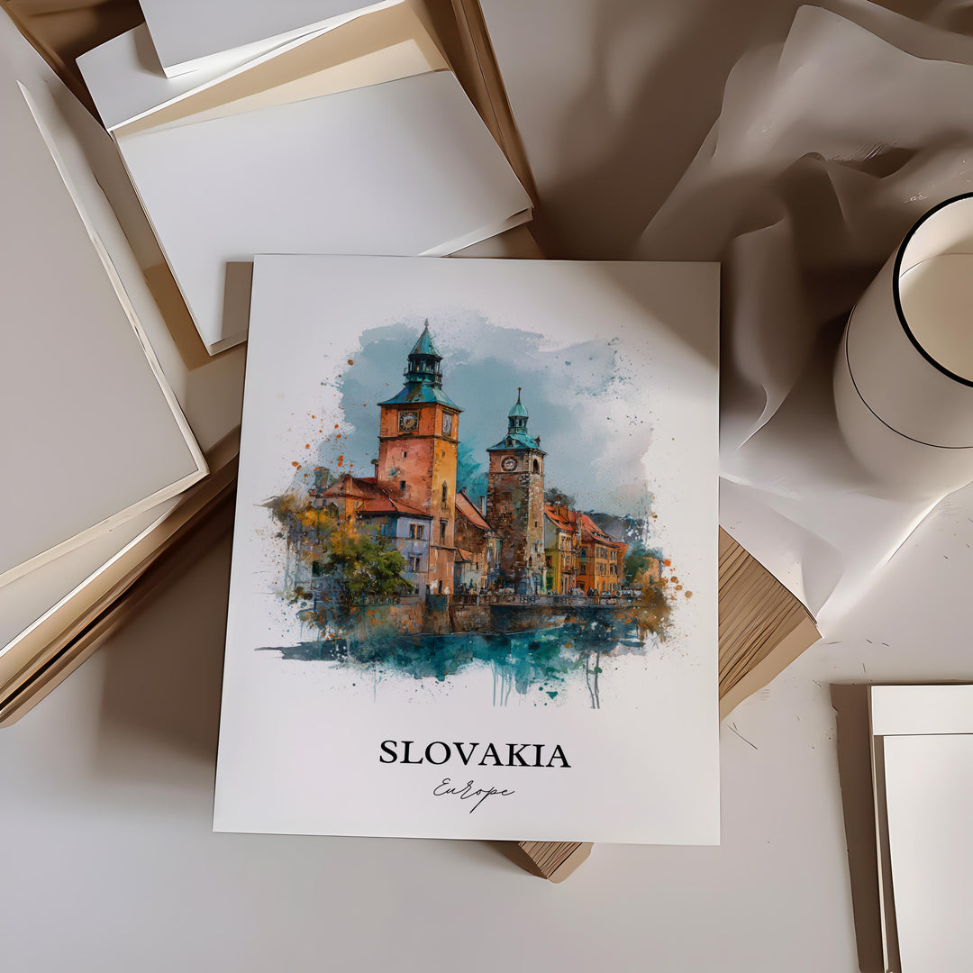 Slovakia Wall Art, Slovakia Print, Slovakia Watercolor Art, Slovakia Travel Gift, Travel Print, Travel Poster, Housewarming Gift