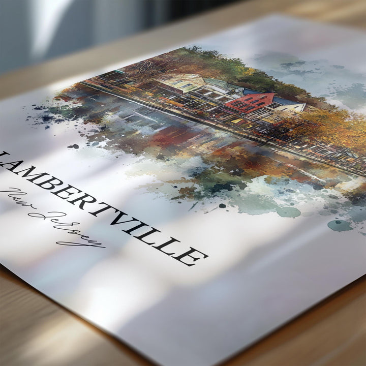 Lambertville NJ Wall Art, Hunterdon County Print, NJ Watercolor Art, Lambertville NJ Gift, Travel Print, Travel Poster, Housewarming Gift