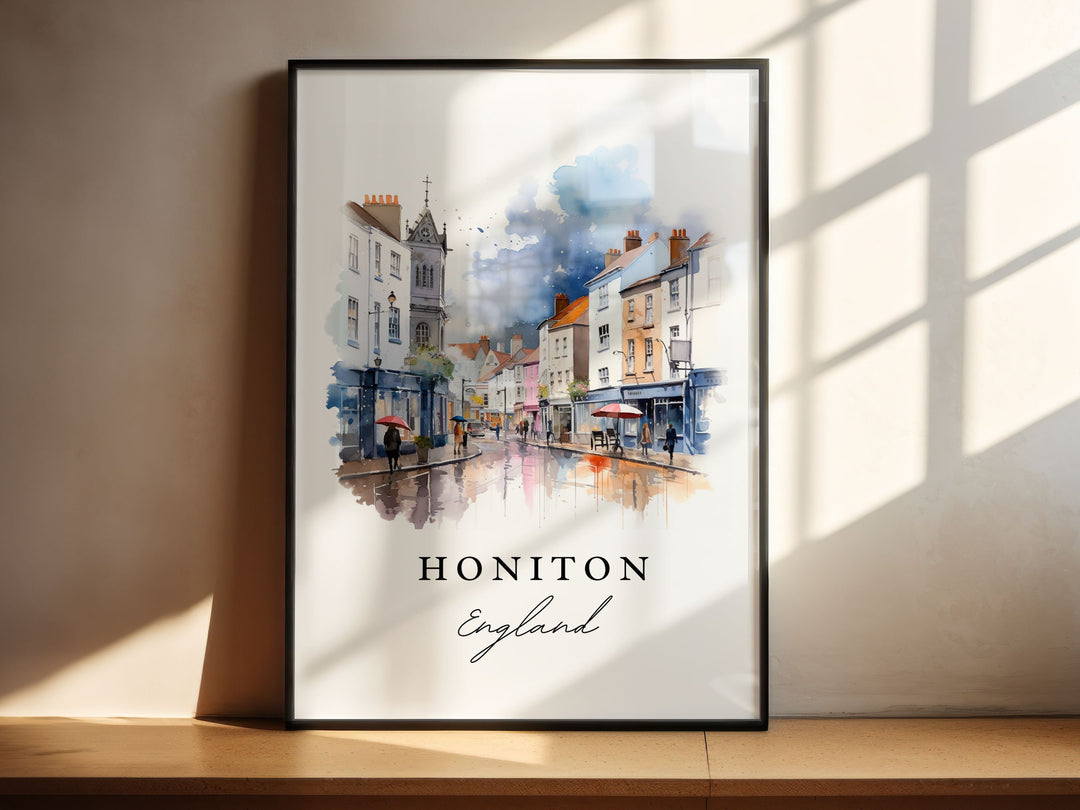 Honiton Wall Art, Honiton England Print, Honiton Watercolor Art, Honiton UK Gift,