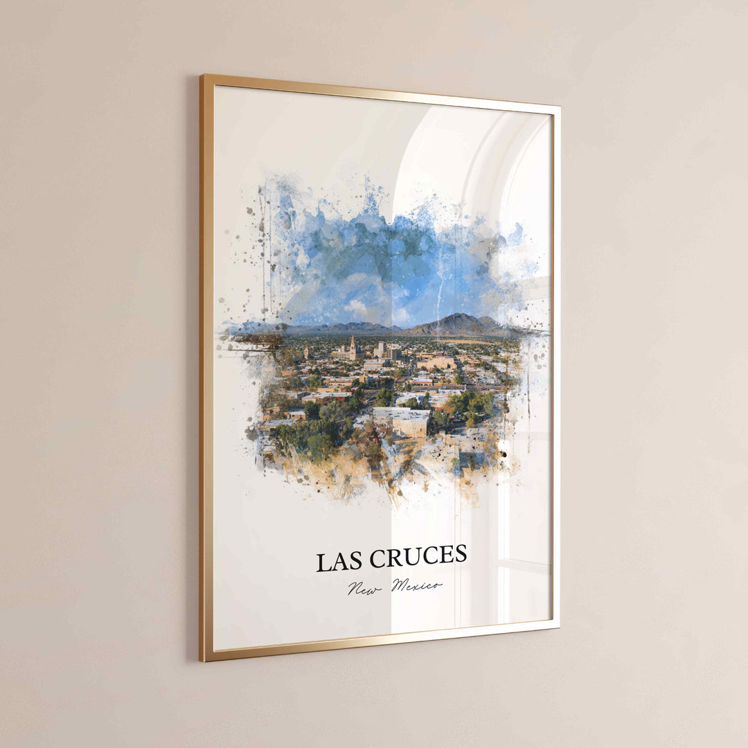 Las Cruces NM Wall Art, Las Cruces Print, New Mexico Watercolor Art, Chihuahuan Desert Gift, Travel Print, Travel Poster, Housewarming Gift