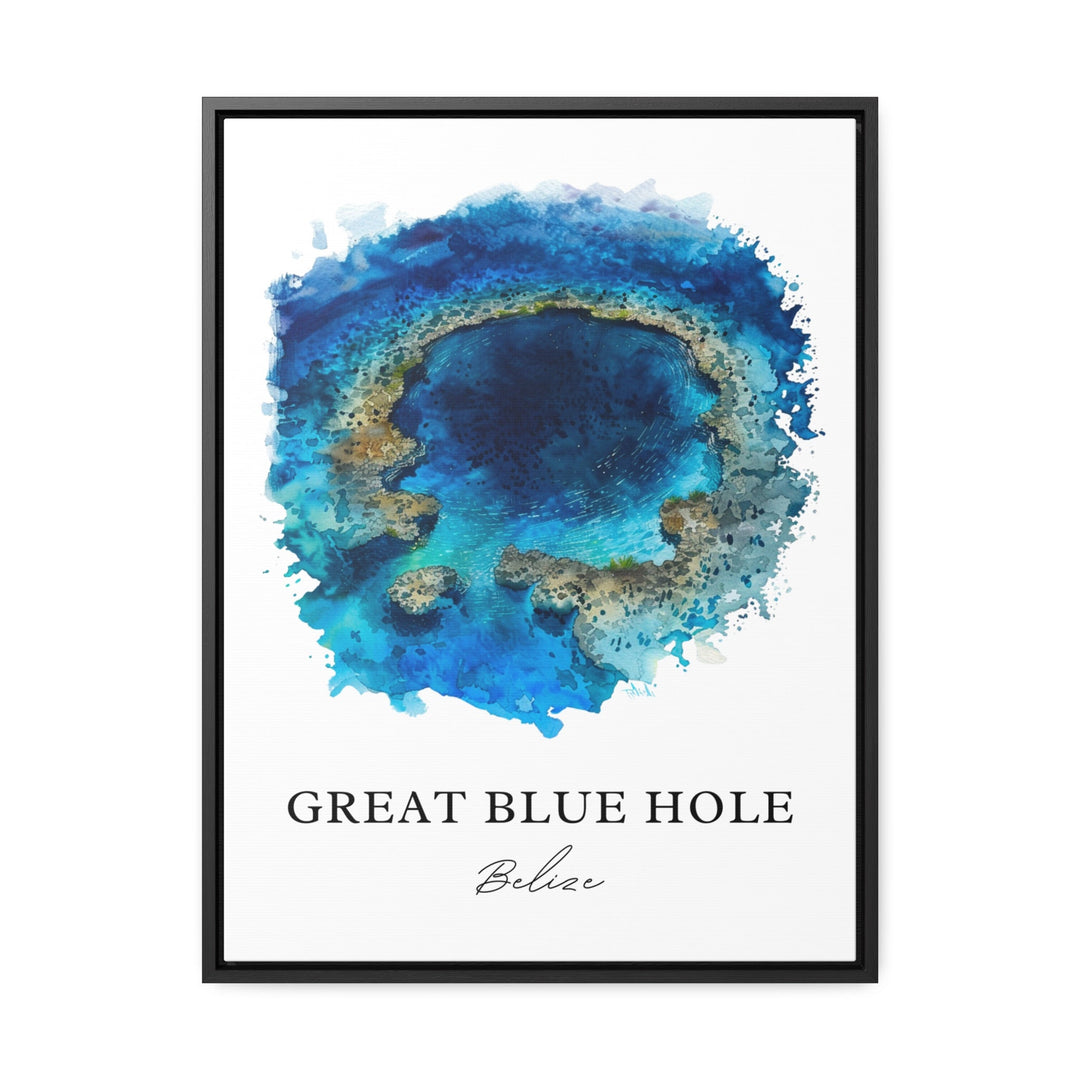 Great Blue Hole Art, Great Blue Hole Print, Great Blue Hole Belize Watercolor, Belize Gift,