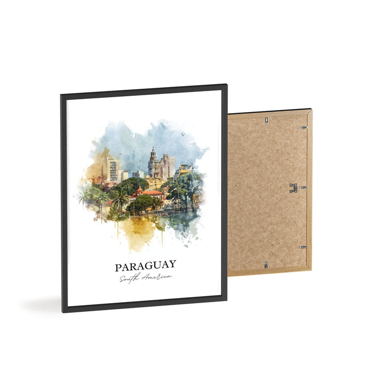 Paraguay Wall Art, Paraguay Print, Paraguay Watercolor Art, South America Gift, Travel Print, Travel Poster, Housewarming Gift