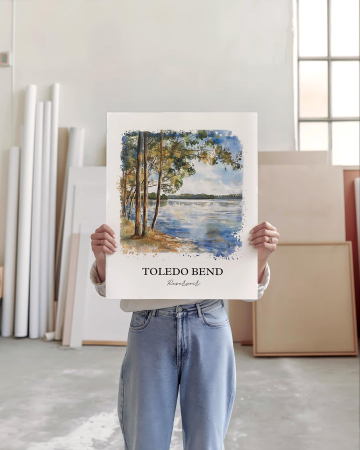 Toledo Bend Reservoir Art, Sabine River Print, Toledo Bend Artwork, Toledo Bend Gift, Travel Print, Travel Poster, Housewarming Gift