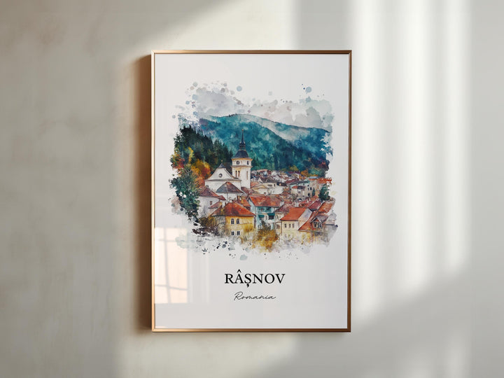 Rasnov Wall Art, Transylvania Print, Romania Watercolor Art, Rasnov Romania Gift, Travel Print, Travel Poster, Housewarming Gift