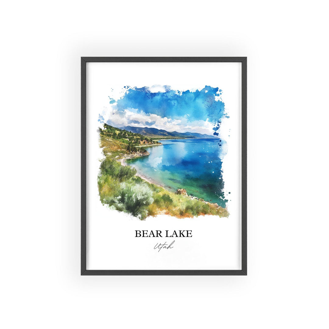 Bear Lake UT Wall Art, Garden City UT Print, Utah Watercolor Art, Bear Lake Gift, Travel Print, Travel Poster, Housewarming Gift