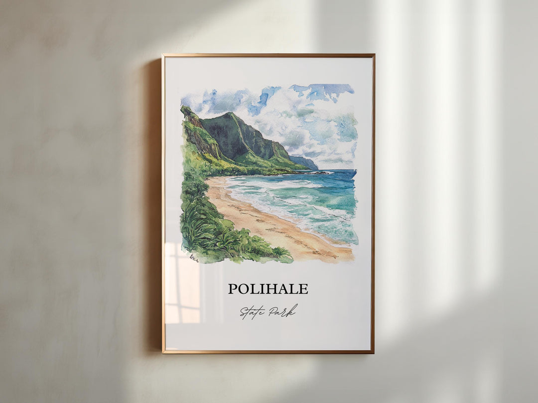 Polihale State Park Wall Art, Kauai Print, Kauai Watercolor Art, Polihale Hawaii Gift, Travel Print, Travel Poster, Housewarming Gift